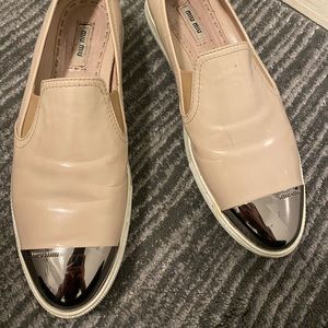 Miu Miu Metal Cap Toe Light Pink Patent Leather Sneaker